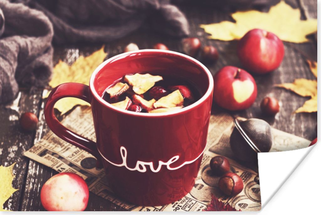 MuchoWow Poster Tee - Apfel - Preiselbeere 30x20 cm - Plakate - Print