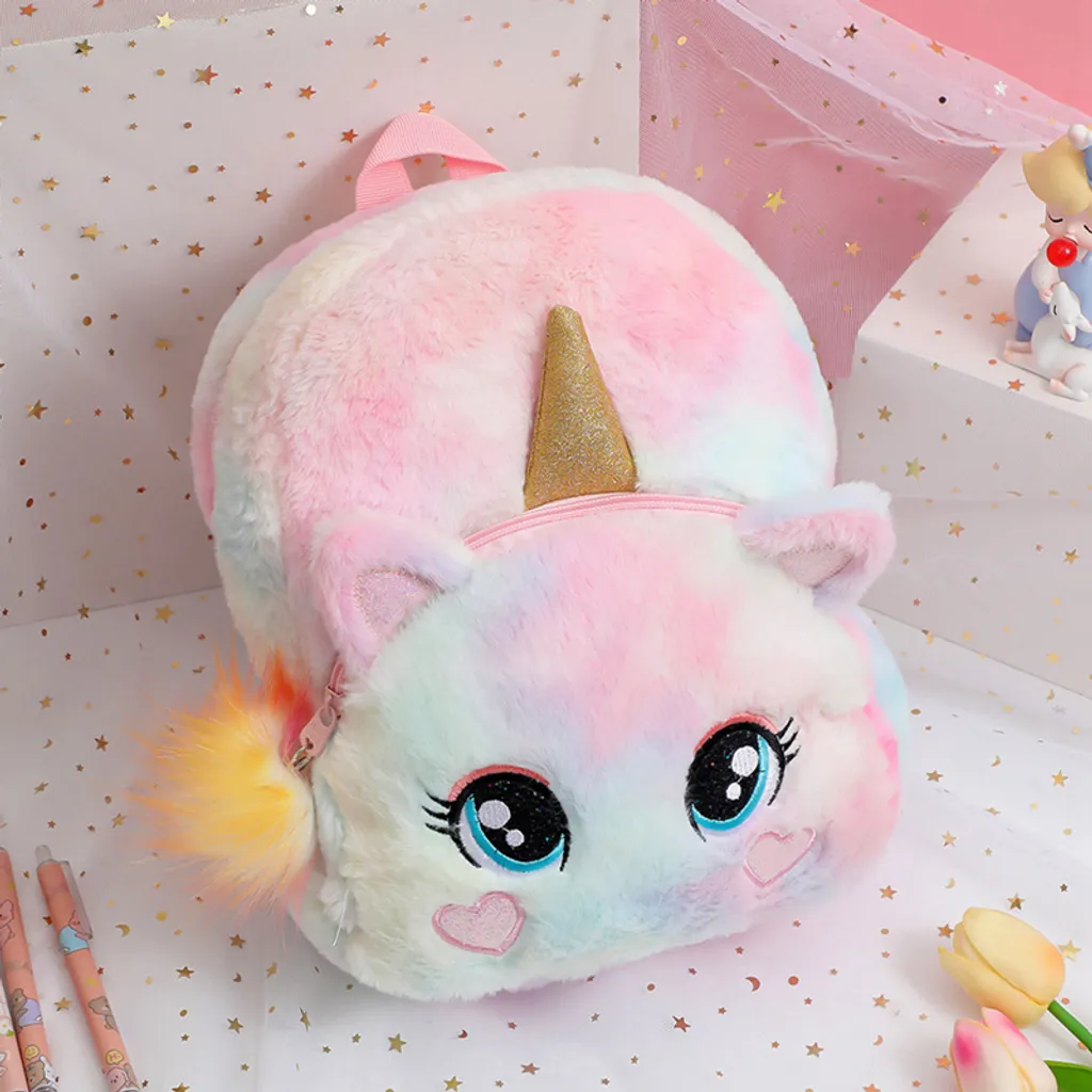 Topcosplay Plüsch-Einhorn-Rucksack – Mini-Rucksack 28 X 24 X 9 Cm, Regenbogen-Design Für Mädchen