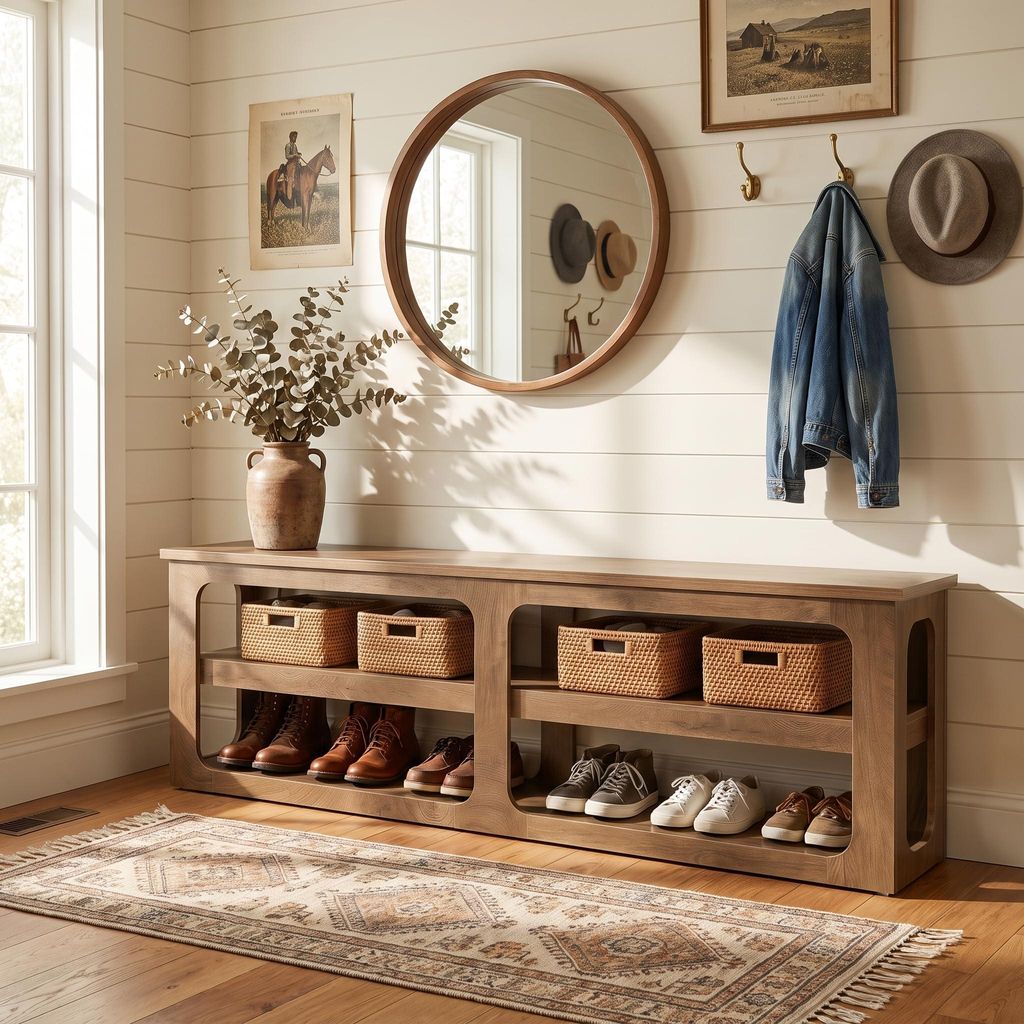 Panca porta scarpe ampia (180 cm) con 3 ripiani, pensile Immagine del prodotto 