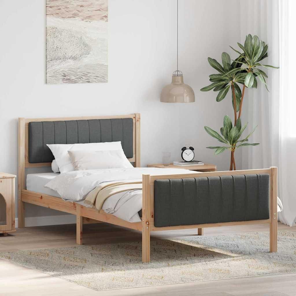Maison Exclusive - Bettgestell Braun und Dunkelgrau 100 x 200 cm Massivholz Kiefer
