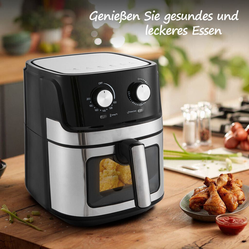CLIPOP 6.5L XXL Heißluftfritteuse, Fritteuse ohne Öl Dual Knob Contro, Fettarmes Gesundes Kochen