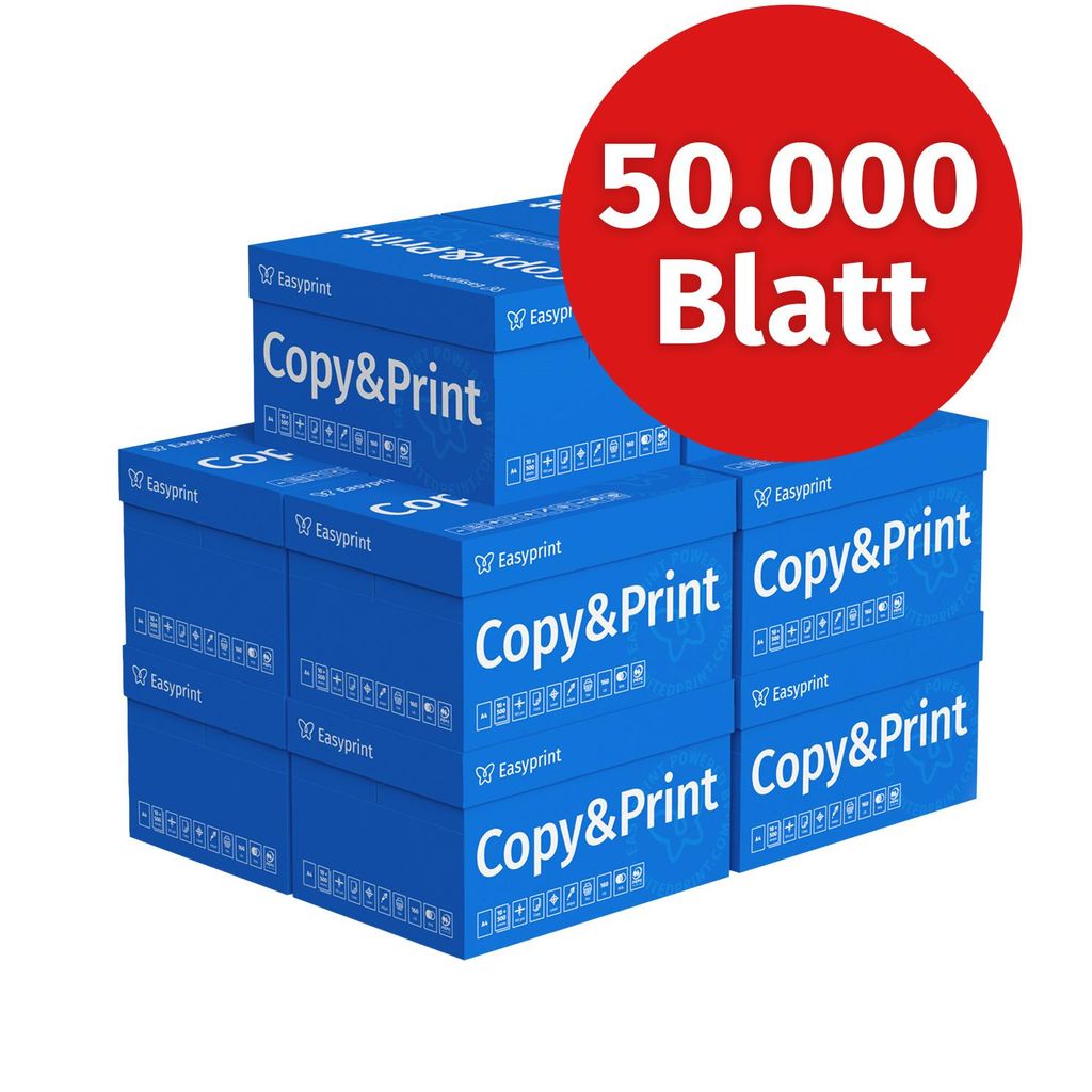 Easyprint Druckerpapier Kopierpapier 50000 Blatt 100 x 500 A4 Premium Hochweiß CIE 160 PEFC