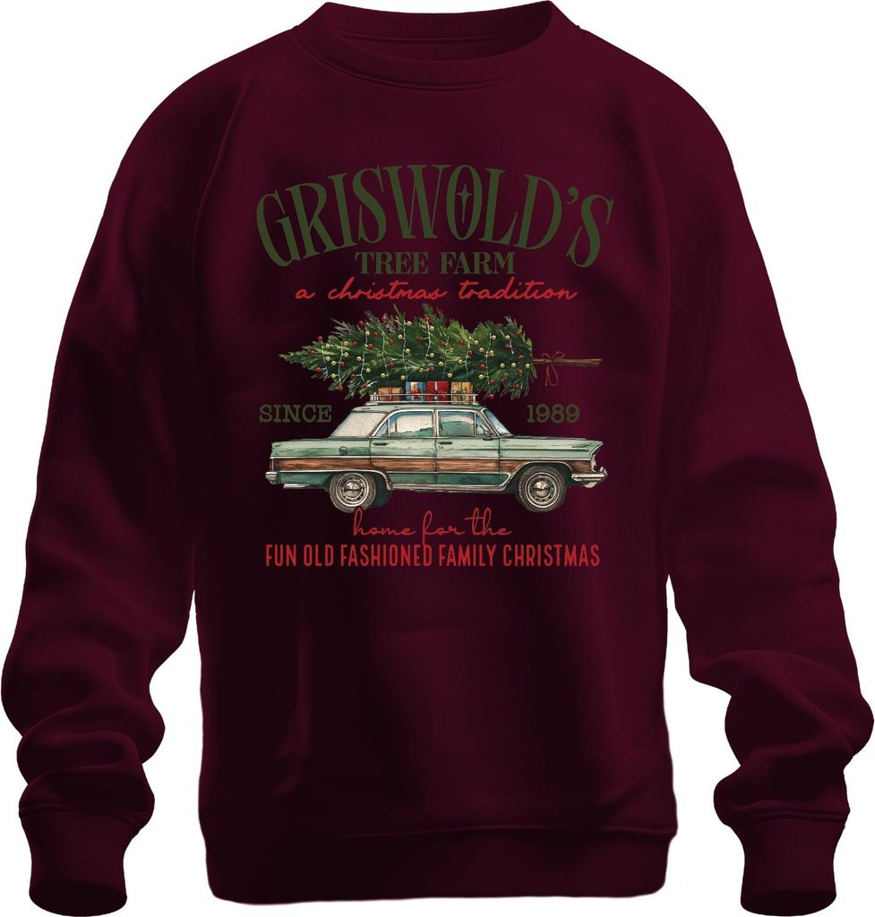 Griswold's Tree Farm Weihnachten Schöne Bescherung Clark Griswold Uni Sweatshirt Pullover, Burgundy, XXL