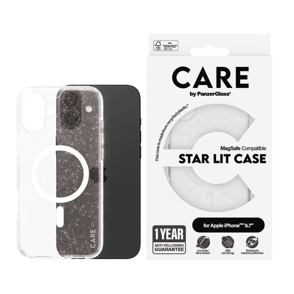 CARE Case Flagship Star Lit White MagSAFE iPhone 16 Plus Produktbild 