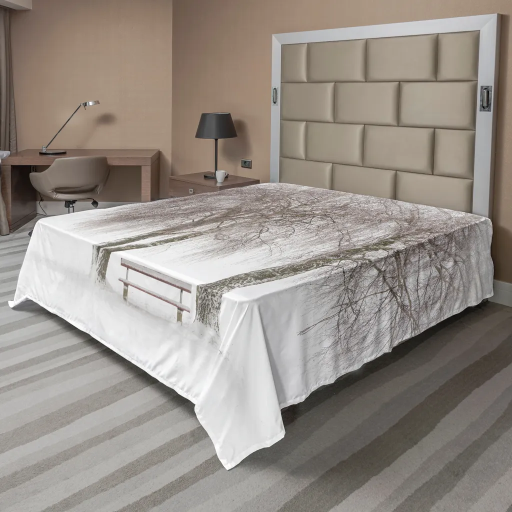 Drap de lit en microfibre anti-plis et doux paysage d'hiver enneigé