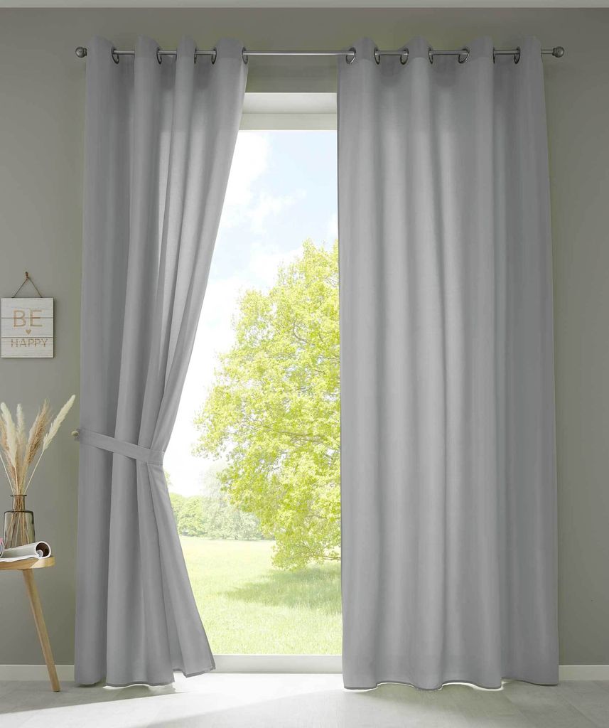 2er Set Vorhänge Schal Ösen »Berlin« HxB 225x140 cm Grau Produktbild 