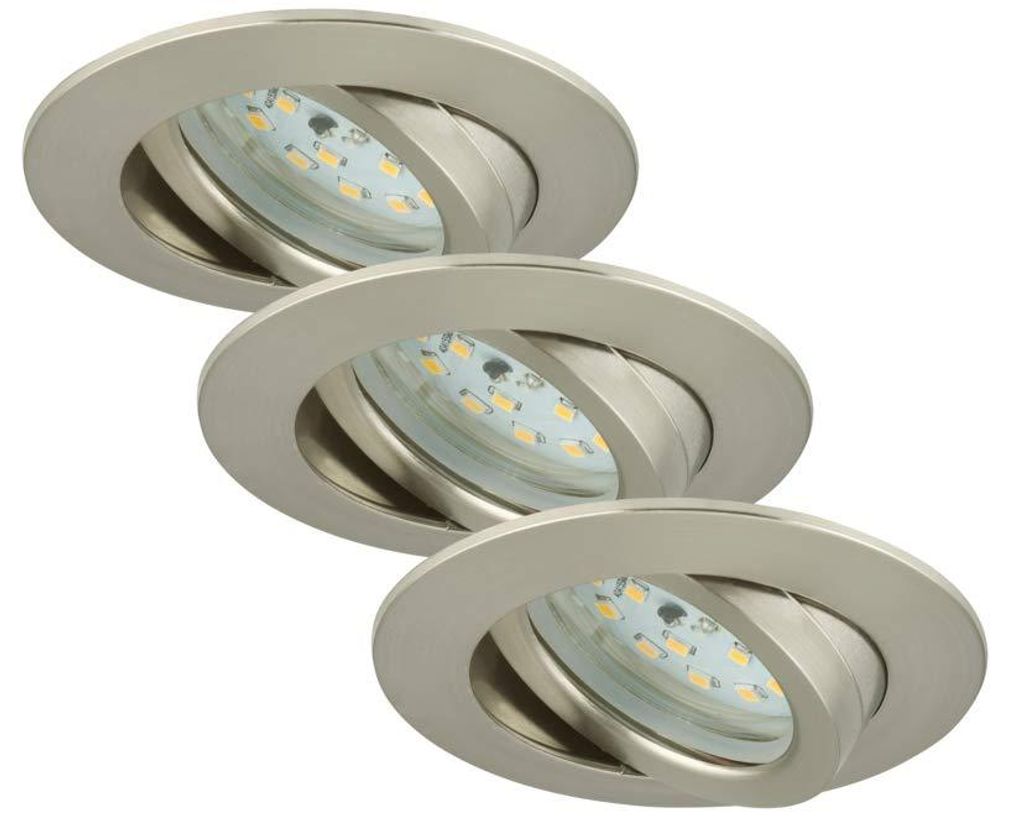3 x LED inbouwspot rond, mat nikkel, IP23, 3 x 6,5W module, Productafbeelding 