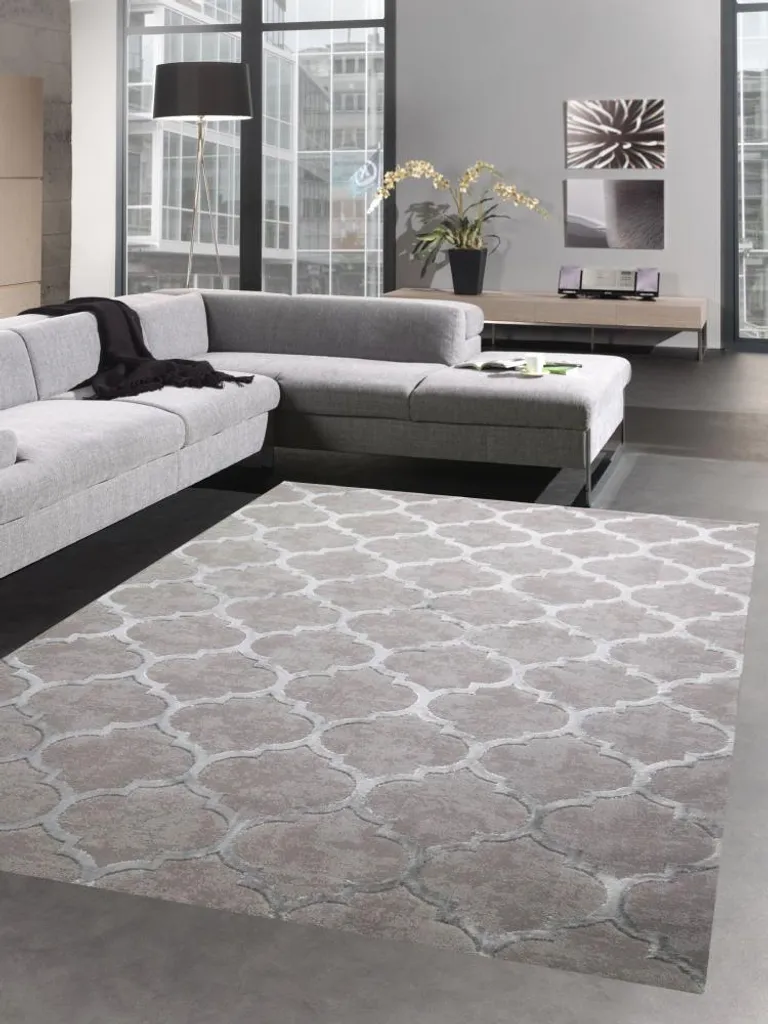 Tapis de salon motif marocain gris style vintage - Passage 80 x 300 cm