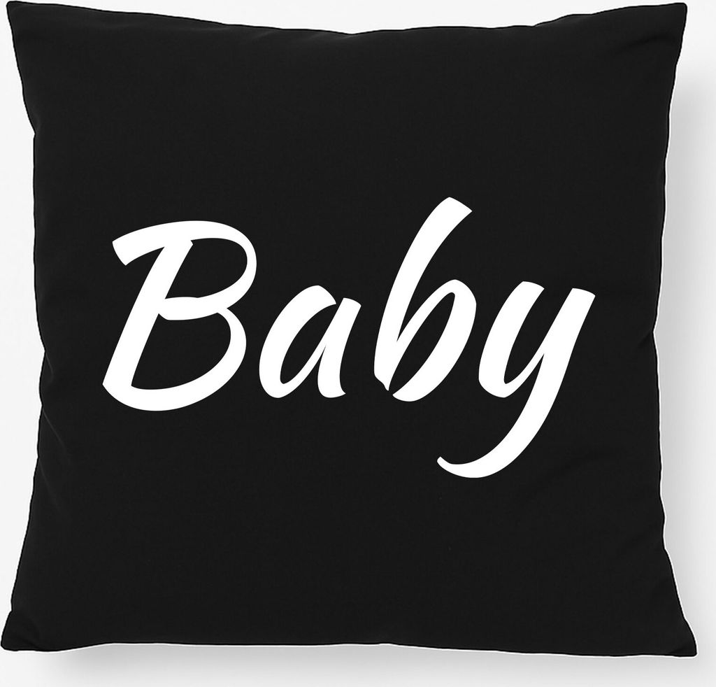 Huuraa Kopfkissen Baby Schriftzug Geschenk 40x40cm mit Füllung Black Baumwolle Baby Deko