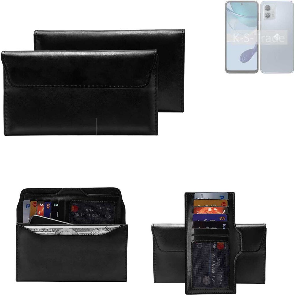 K-S-Trade Handy Hülle kompatibel mit Motorola Moto G53y 5G Schutz Hülle Tasche Schutz Case Handytasche Kunstleder schwarz, 1x