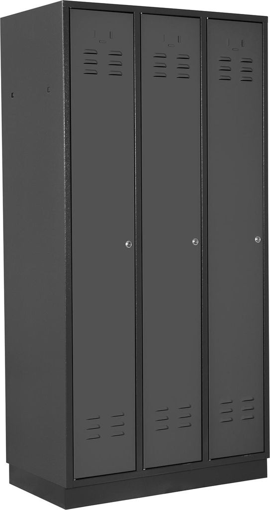 Garderobenschrank Ermine mit 3 Türen | HxBxT 178x89x50cm | Anthrazitgrau