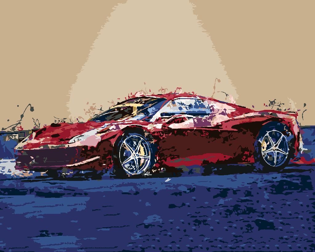 Zuty - Malen nach Zahlen - ROTES ABSTRAKTES AUTO FERRARI, 40x50 cm, mit Keilrahmen (bereits gespannt)
