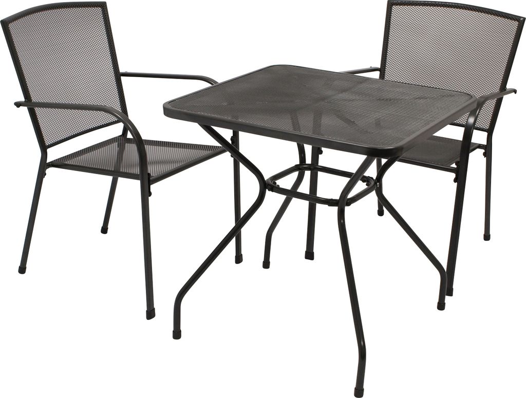 TPFGarden GARTENESSGRUPPE Glasgow - GARTEN-GARNITUR für 2 Personen - Gartenmöbel Set 3-teilig - Streckmetall anthrazit