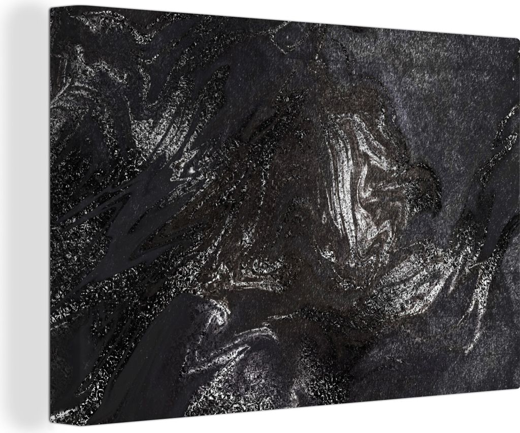 OneMillionCanvasses - Leinwandbilder - 150x100 cm, Marmor - Steine - Schwarz, Wandbilder Kunstdruck Wanddekoration - Foto auf Leinwand - Gemälde...