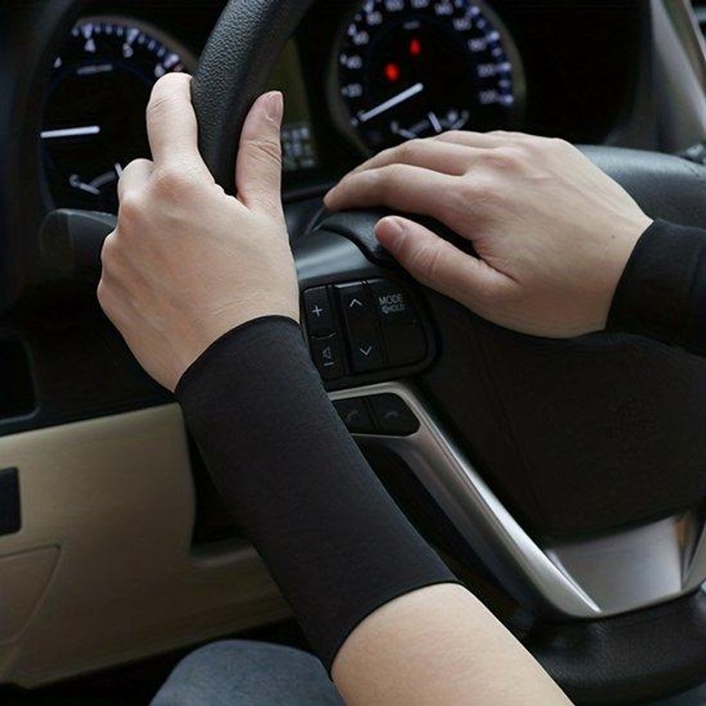 Elastische, schwarze Armwärmer für Männer und Frauen, kurz, für Unterarm und Handgelenk, mit Schwarz, 12 cm