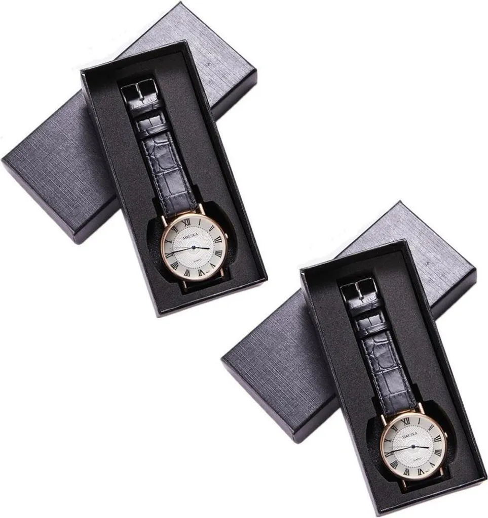 Set 2 Scatole Regalo per Orologio Nero 145x65mm | Custodia in Cartone