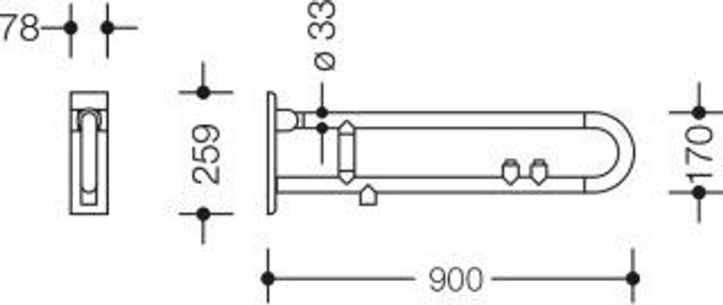 HEWI 801.50B520 98 SK-Griff, drehb., matt, E-Ausf.,