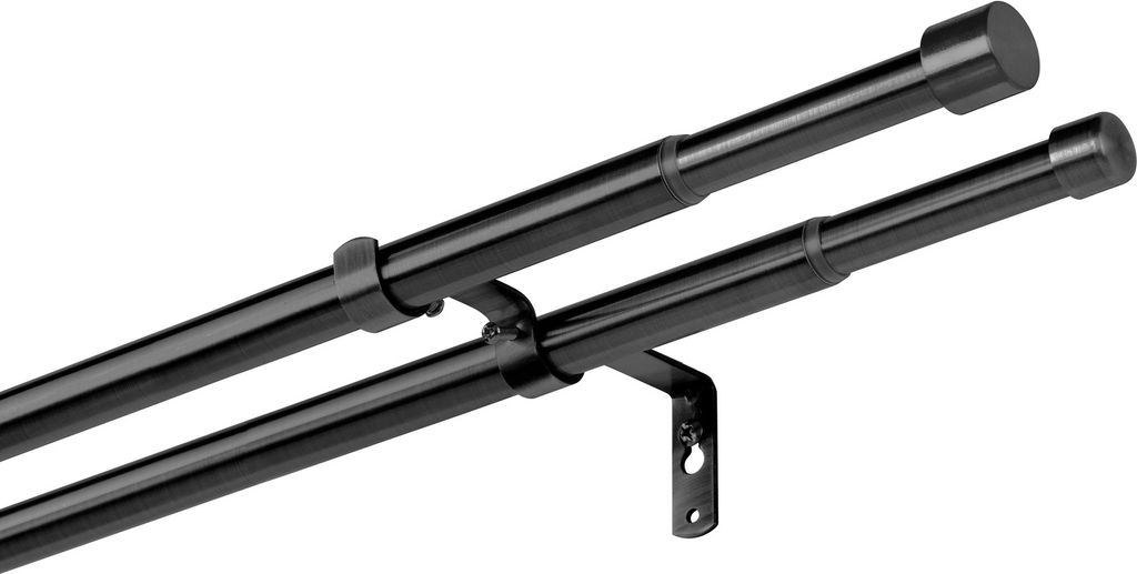 A double curtain rod set against a white background.