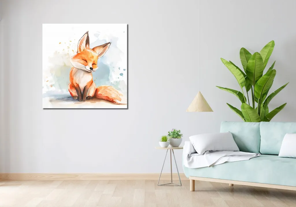 Image 90 x 90 cm Renard satisfait - Tableau Déco Carré Grand Format - 2