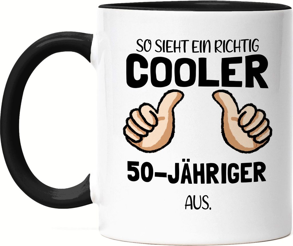 So Sieht Ein Cooler 50-Jähriger Aus Tasse Schwarz Daumen Hoch Humorvolle Geschenkidee Runder 50. Geburtstag