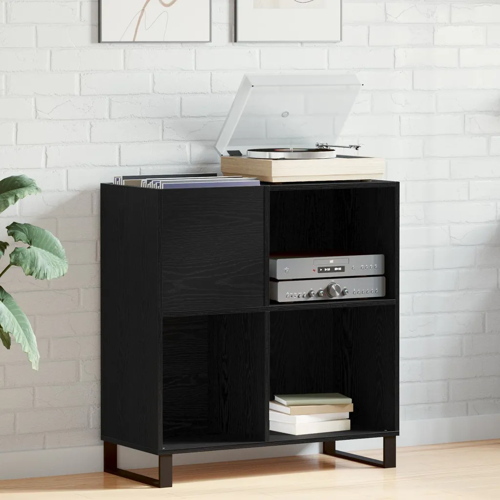 Meuble à disques pour protéger vos vinyles de la poussière noir
