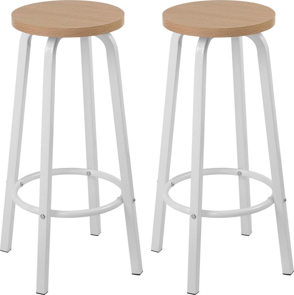 Barhocker – 2er Set – Ohne Rückenlehne – Weiß/Braun – 30×30×72cm