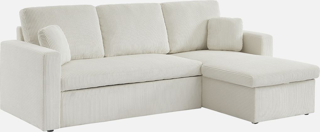 sweeek - Ecksofa mit Schlaffunktion, Cord-Bezug, breit Produktbild 