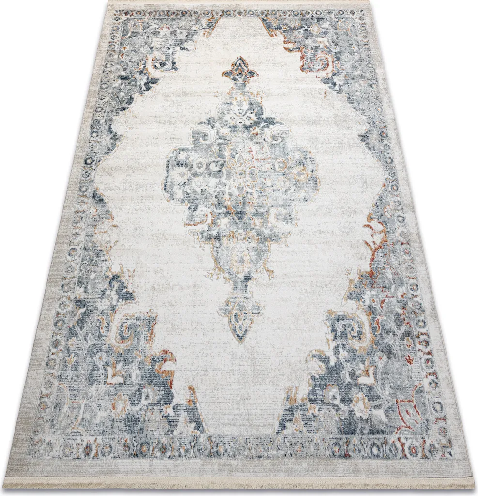 Petit tapis de salon vintage DISTIN 0826A vert et bleu 80x150 cm chic