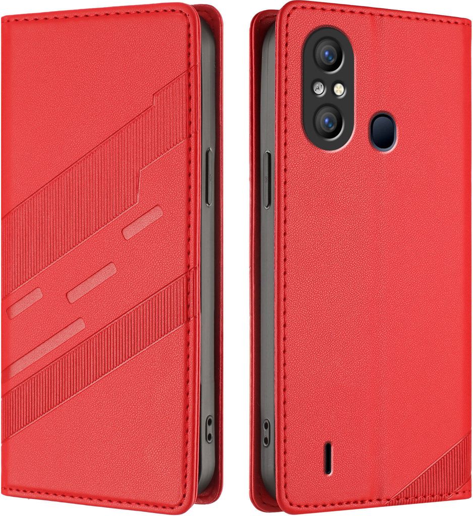Hülle für itel A58/itel A58 Pro/itel A49, Kunstleder Brieftaschen Handyhülle mit Kartenfach und Standfunktion Rot