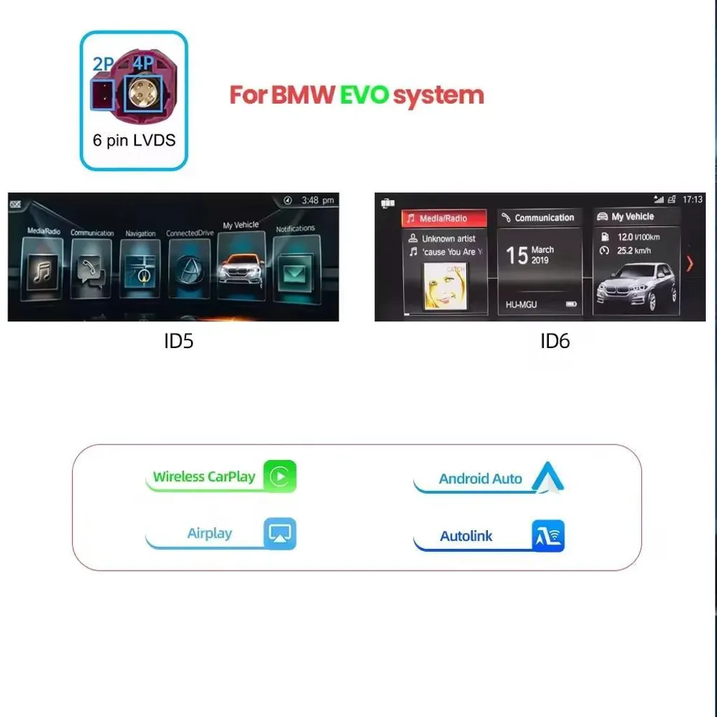 Interface multimédia CarPlay et Android Auto pour autoradio BMW EVO - 2