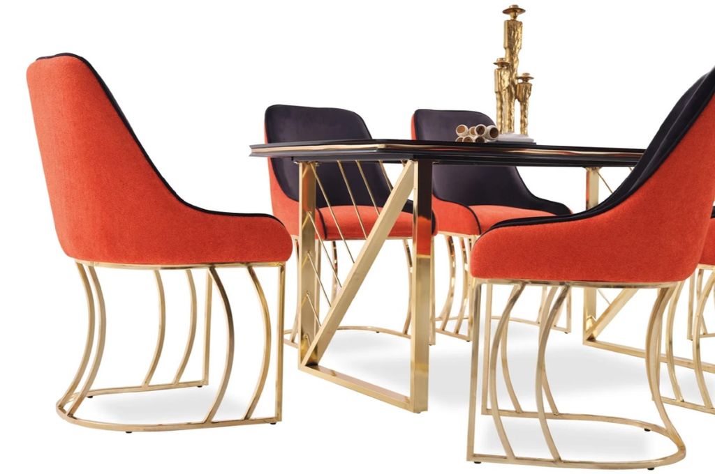 Luxus Tisch Schwarz Edelstahl Tische Esstisch Italienisches Design Gold 140x90