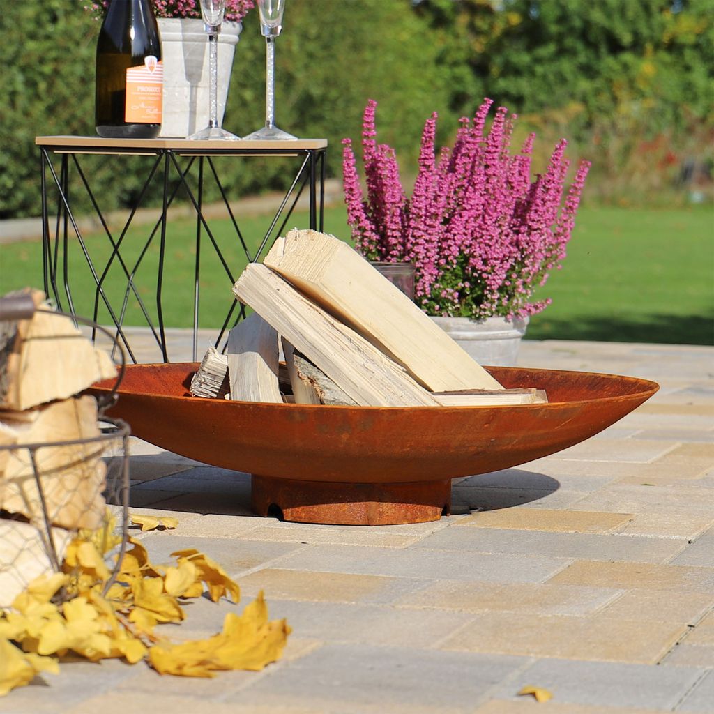 CLGarden Cortenstahl Feuerschale 60cm rund Rost Feuerstelle klein Rostoptik