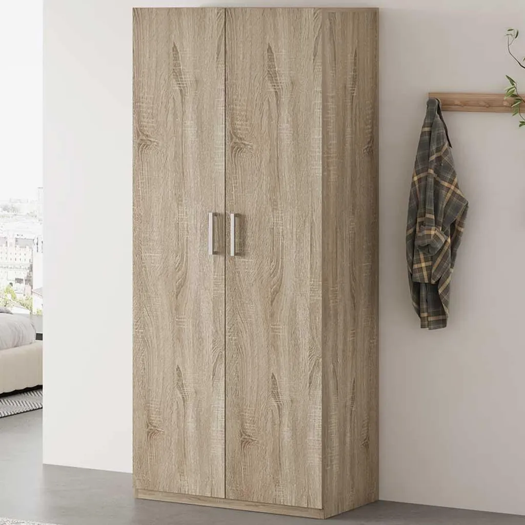 Penderie lingère Mike Sonoma 180cm de hauteur pour chambre ou bureau