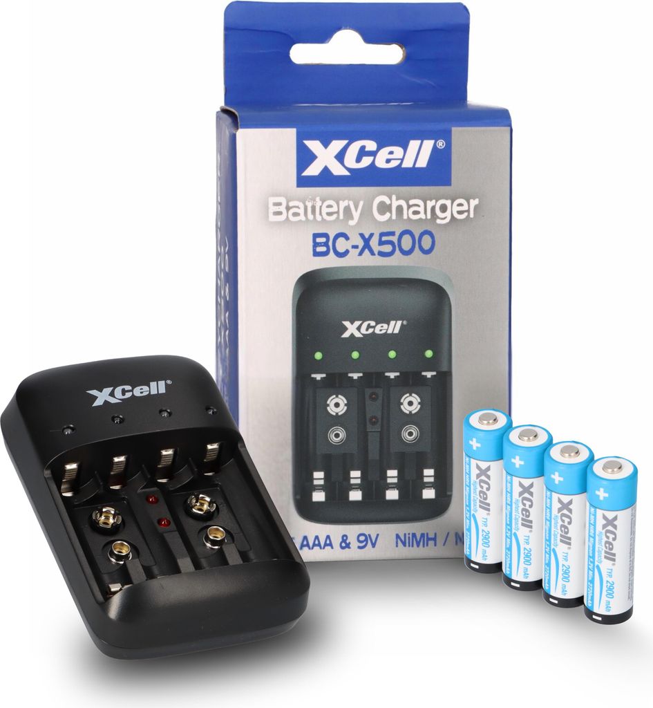 Ladegerät BC-X500 für NiMH Akkus + 4x AA (Mignon) 1,2V 2900mAh