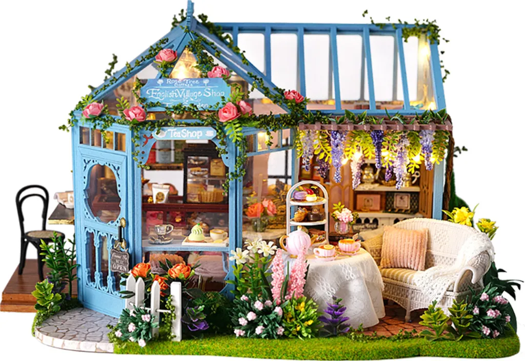 Maison de poupée en bois avec mobilier complet pour loisirs créatifs
