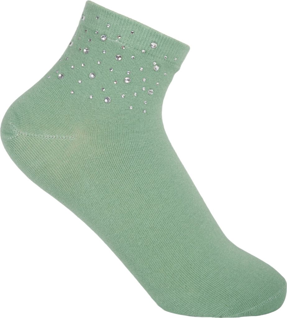 styleBREAKER Damen Socken mit Strass Applikation am Bund, Größe 35-41 EU / 5-9 US / 4-7 UK, Söckchen Glitzersteine 08030014