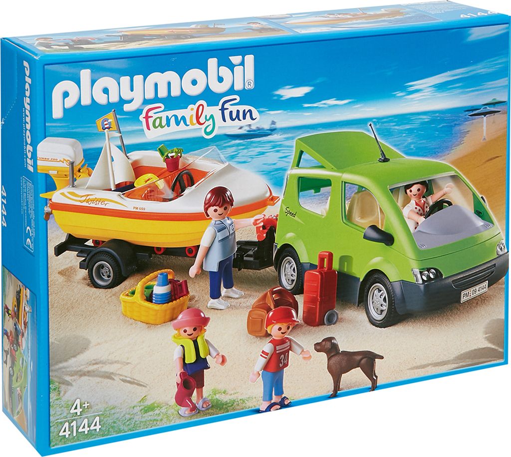 Taille unique|PLAYMOBIL® Familyvan avec remorque de bateau Image du produit 
