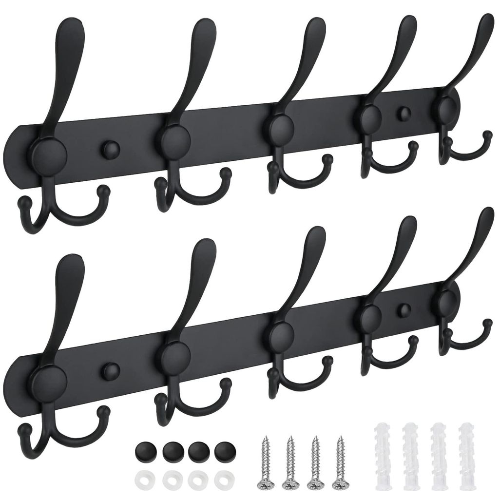 2 Stück Kleiderhaken Wand mit 5 Haken, Hakenleiste, Produktbild 