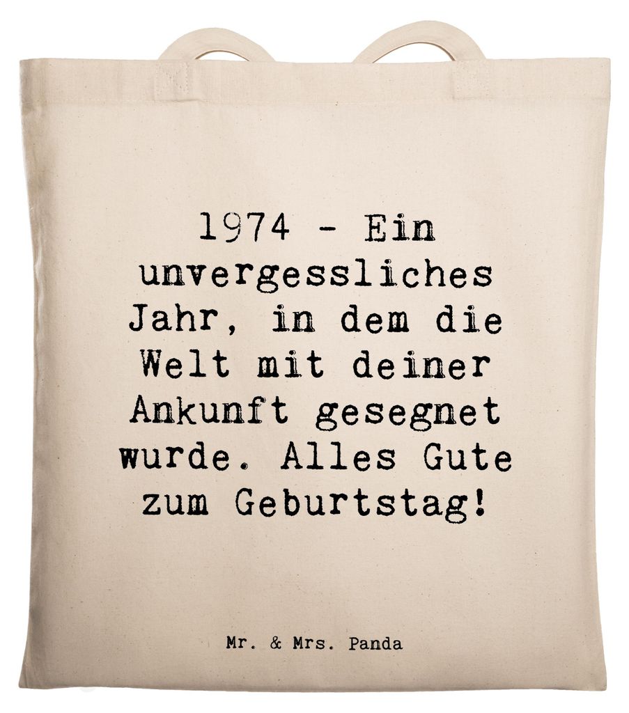 Mr. & Mrs. Panda Tote Bag Spruch 1974 Geburtstag - Transparent - Geschenk, unvergessliches Jahr, Erinnerungen, Geschenkideen, Shopping Tasche, beso...