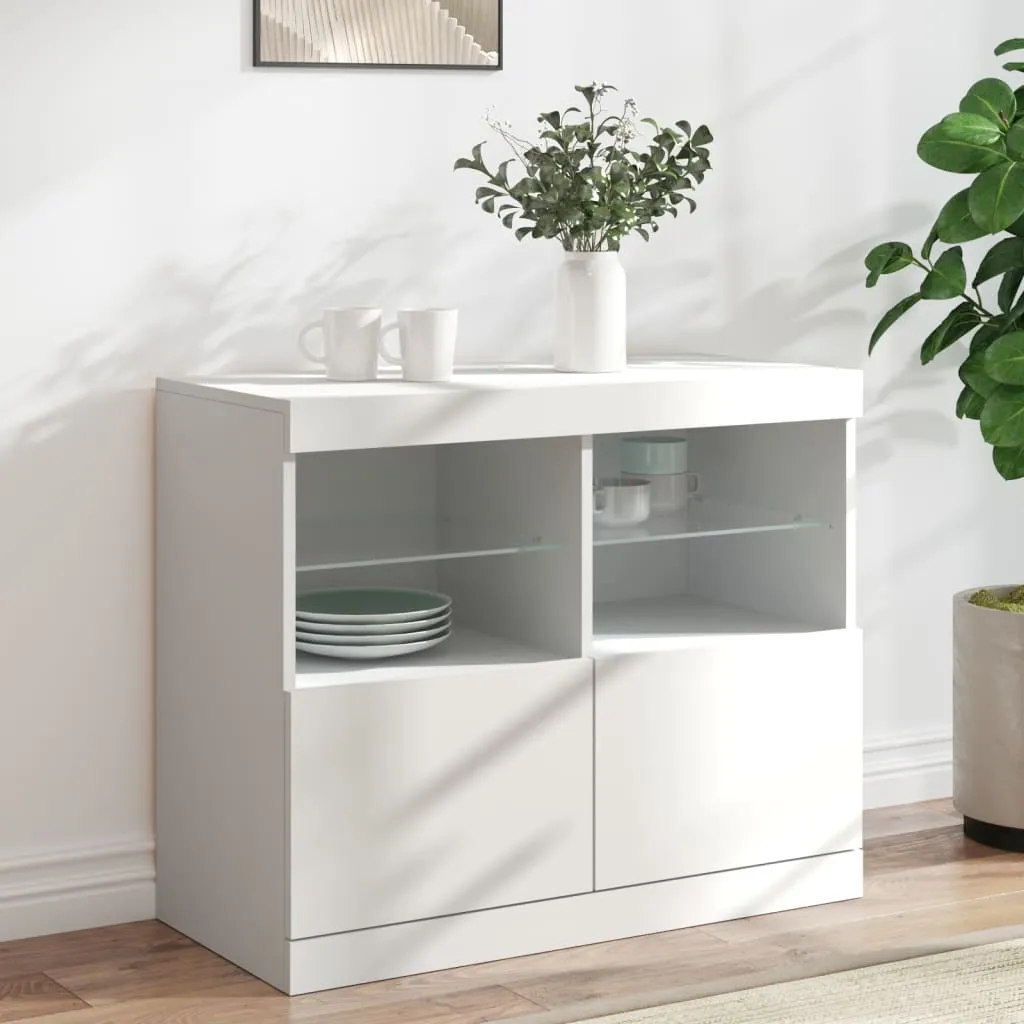 vidaXL Credenza con luci LED bianche 81x37x67 cm