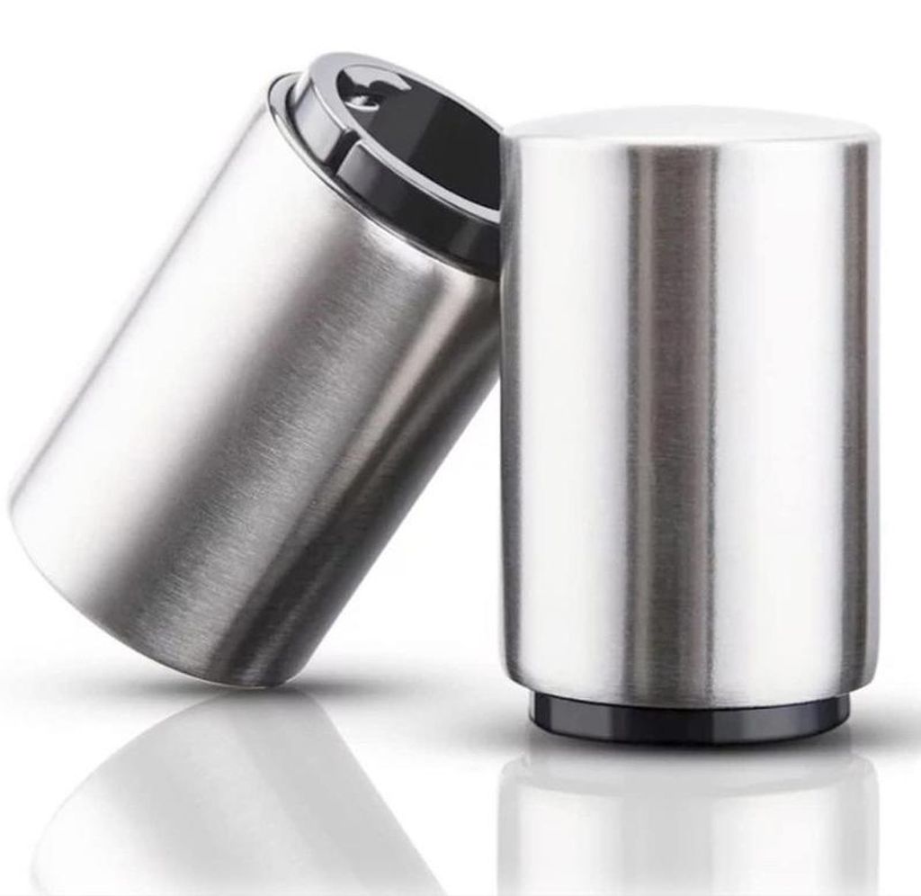 2er Set Automatischer Flaschenöffner Edelstahl– Push-Down Bieröffner mit Magnet, Kapselheber ohne Beschädigung, Schneller Bar Öffner für Kü...