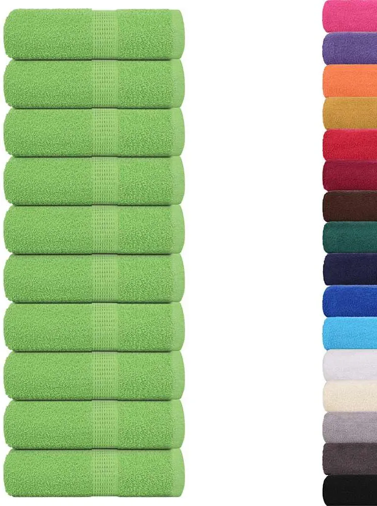 vidaXL Asciugamani Ospiti 10 pz Verde Mela 30x50 cm Cotone 360 g/m²