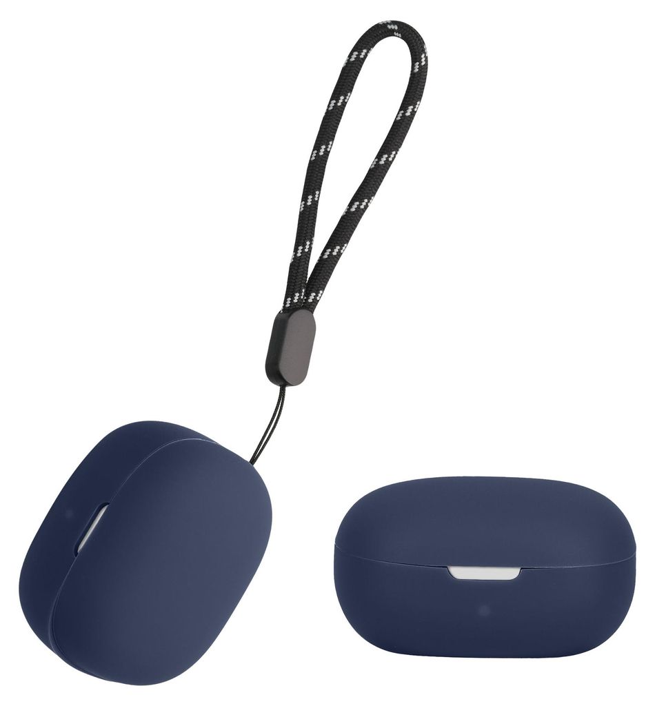 kwmobile Schutzhülle für Anker Soundcore P20i Hülle - TPU Silikon Case für Kopfhörer Ladecase - stoßfestes Cover mit Karabiner - Dunkelblau