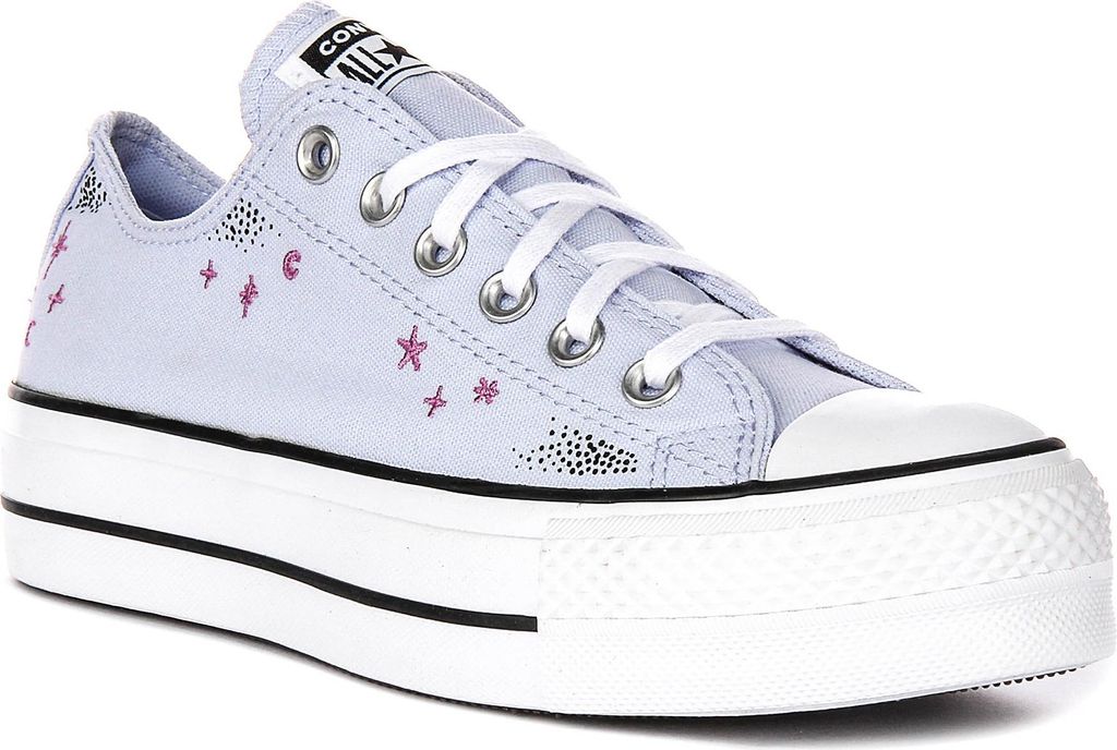 Converse All Star Lift Low A15004C in Flieder mit Sternenprint – 6.5 UK - 39.5 EU - 6.5M/8.5F US / Lilac
