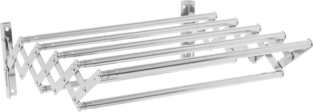 Wandmontierter Wäscheständer - Wandtrockner - 7 Stangen - Klappbar & Ausziehbar - Verstellbar 42–80/12,5–31,5 cm - Tragkraft 40 kg - Edelstah...