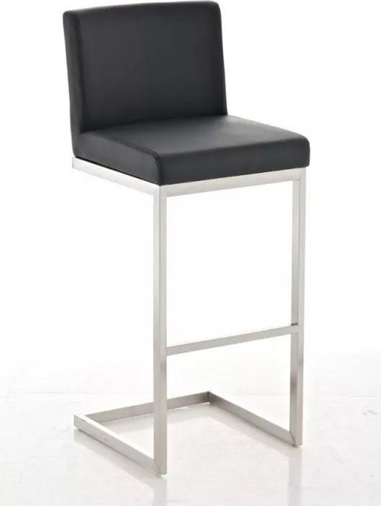 In And OutdoorMatch Barhocker trendiger Brannon - Mit Rückenlehne - 1er Set - Ergonomisch - Barstühle für Küche oder Kantine - Schwarz - Sitzh...
