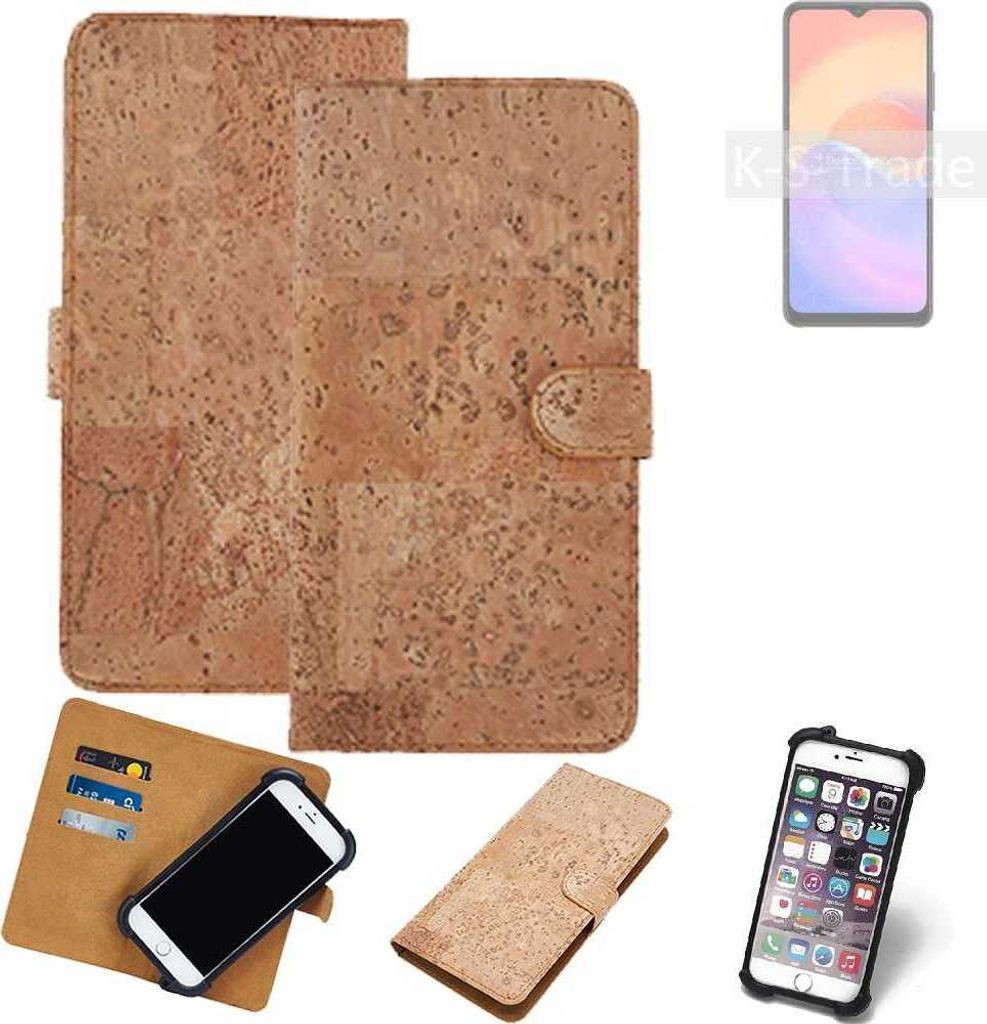 K-S-Trade Hülle kompatibel mit ZTE Voyage 30S 5G Kork Handyhülle Cover Schutzhülle TPU Case Bumper in Hellbraun, (1x)