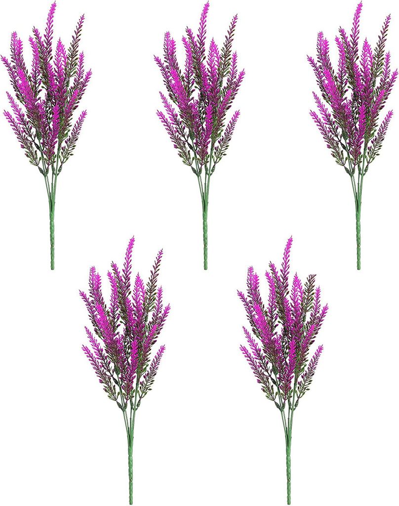 5pcs künstlicher Lavendel realistisch nicht verblüffend, ohne dass keine Wassersimulation Grüne Pflanzenhochzeit Nachbildung Home Supplies-Purpu...