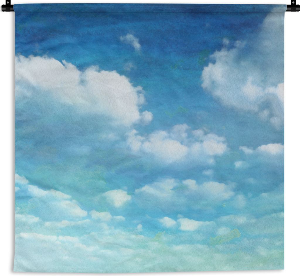 MuchoWow Wandteppich Wandbehang Wolken - Aquarell - Sommer 120x120 cm Tapisserie Dekoration Wandtuch - Modern - Baumwollgewebe