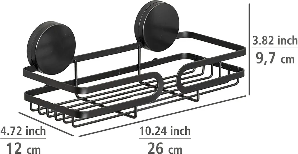 Tablette murale Static-Loc® Plus Pavia noire Wenko fixation sans trou - 5